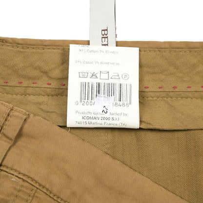 BERWICH “CHIAIA-GD” ストレッチコットン ワンタックヘリンボーンパンツ ブラウン(old280) 46 | GUARDAROBA MILANO OFFICIAL STORE