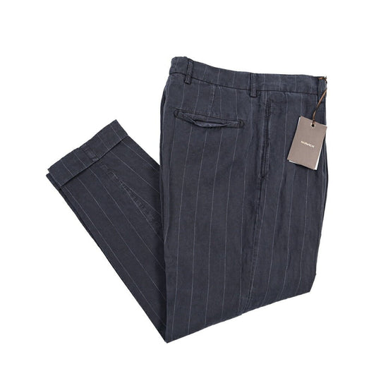 BERWICH “CHIAIA-GD” リネン混 ワンタックパンツ ネイビー(navy665) 46 | GUARDAROBA MILANO OFFICIAL STORE