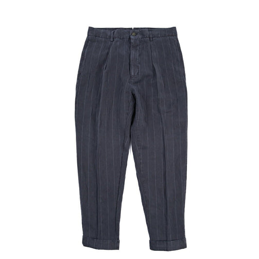 BERWICH “CHIAIA-GD” リネン混 ワンタックパンツ ネイビー(navy665) 46 | GUARDAROBA MILANO OFFICIAL STORE