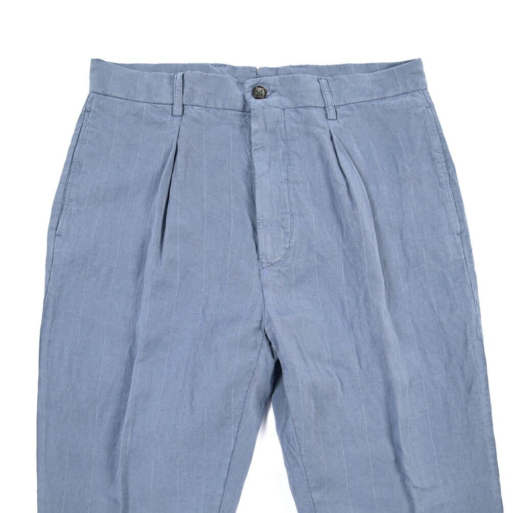 BERWICH “CHIAIA-GD” リネン混 ワンタックスラックス ブルーグレー(indigo309) 46 | GUARDAROBA MILANO OFFICIAL STORE