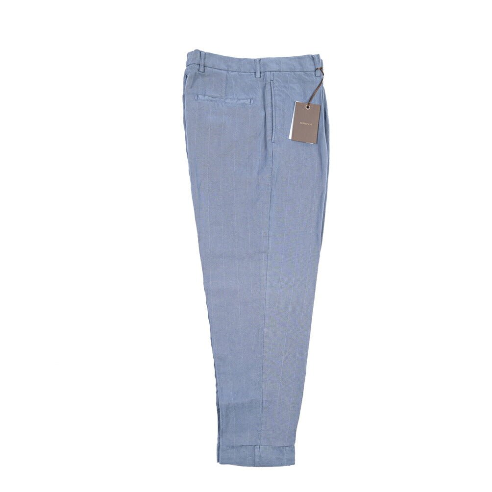 BERWICH “CHIAIA-GD” リネン混 ワンタックスラックス ブルーグレー(indigo309) 46 | GUARDAROBA MILANO OFFICIAL STORE