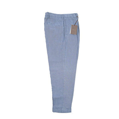 BERWICH “CHIAIA-GD” リネン混 ワンタックスラックス ブルーグレー(indigo309) 46 | GUARDAROBA MILANO OFFICIAL STORE