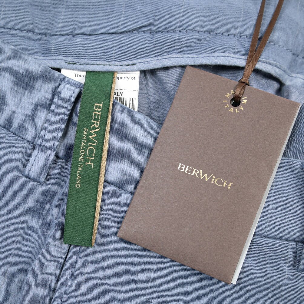 BERWICH “CHIAIA-GD” リネン混 ワンタックスラックス ブルーグレー(indigo309) 46 | GUARDAROBA MILANO OFFICIAL STORE