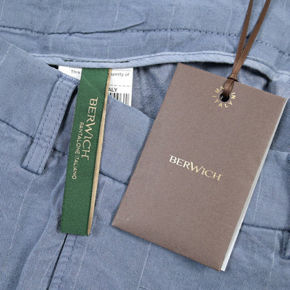 BERWICH “CHIAIA-GD” リネン混 ワンタックスラックス ブルーグレー(indigo309) 46 | GUARDAROBA MILANO OFFICIAL STORE
