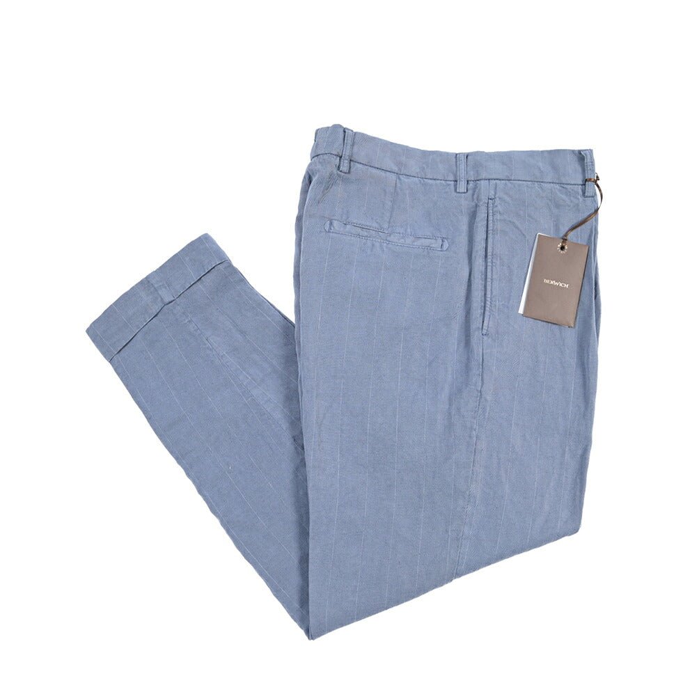 BERWICH “CHIAIA-GD” リネン混 ワンタックスラックス ブルーグレー(indigo309) 46 | GUARDAROBA MILANO OFFICIAL STORE