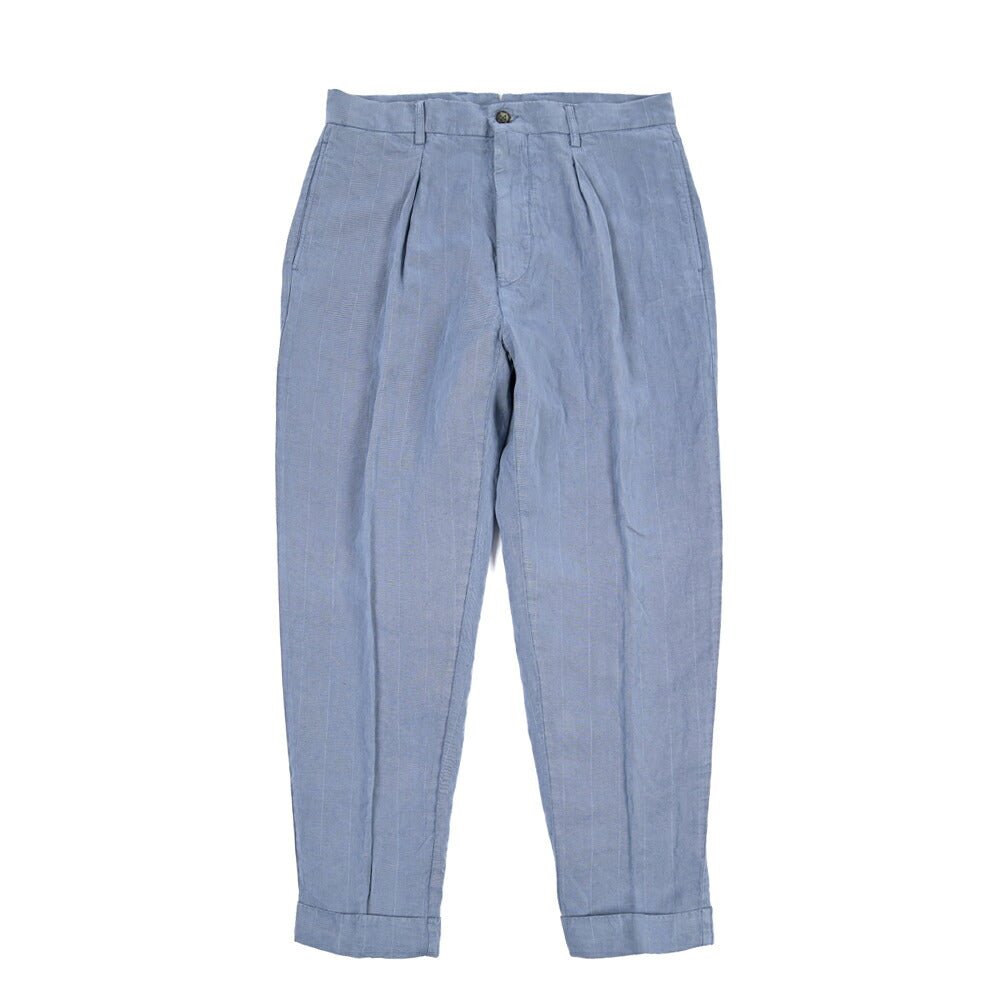 BERWICH “CHIAIA-GD” リネン混 ワンタックスラックス ブルーグレー(indigo309) 46 | GUARDAROBA MILANO OFFICIAL STORE