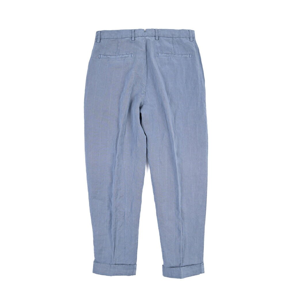 BERWICH “CHIAIA-GD” リネン混 ワンタックスラックス ブルーグレー(indigo309) 46 | GUARDAROBA MILANO OFFICIAL STORE