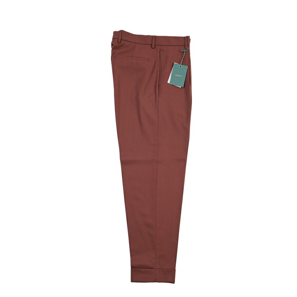 BERWICH “CHIAIA LONG” ヴァージンウール100% ワンタックスラックス ワインレッド(red) 46 | GUARDAROBA MILANO OFFICIAL STORE