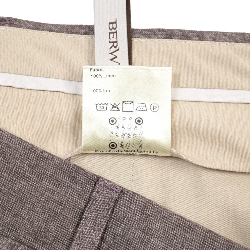 BERWICH “CHIAIA LONG” リネン100% ワンタックスラックス パープル(lt rose) 46 | GUARDAROBA MILANO OFFICIAL STORE