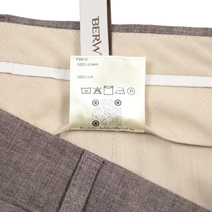 BERWICH “CHIAIA LONG” リネン100% ワンタックスラックス パープル(lt rose) 46 | GUARDAROBA MILANO OFFICIAL STORE