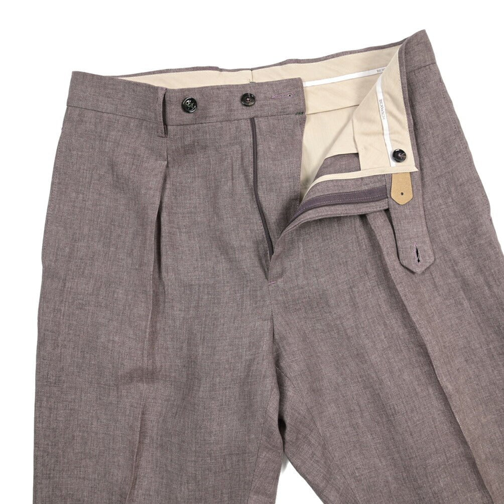 BERWICH “CHIAIA LONG” リネン100% ワンタックスラックス パープル(lt rose) 46 | GUARDAROBA MILANO OFFICIAL STORE