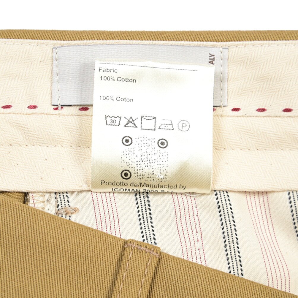 BERWICH “CHIAIA LONG” コットン100% ワンタックチノパンツ ライトブラウン(desert) 48 | GUARDAROBA MILANO OFFICIAL STORE