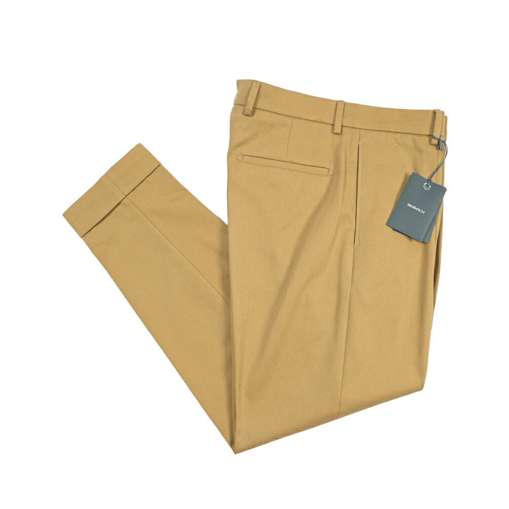 BERWICH “CHIAIA LONG” コットン100% ワンタックチノパンツ ライトブラウン(desert) 48 | GUARDAROBA MILANO OFFICIAL STORE