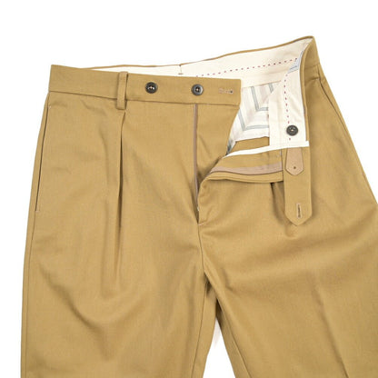 BERWICH “CHIAIA LONG” コットン100% ワンタックチノパンツ ライトブラウン(desert) 48 | GUARDAROBA MILANO OFFICIAL STORE
