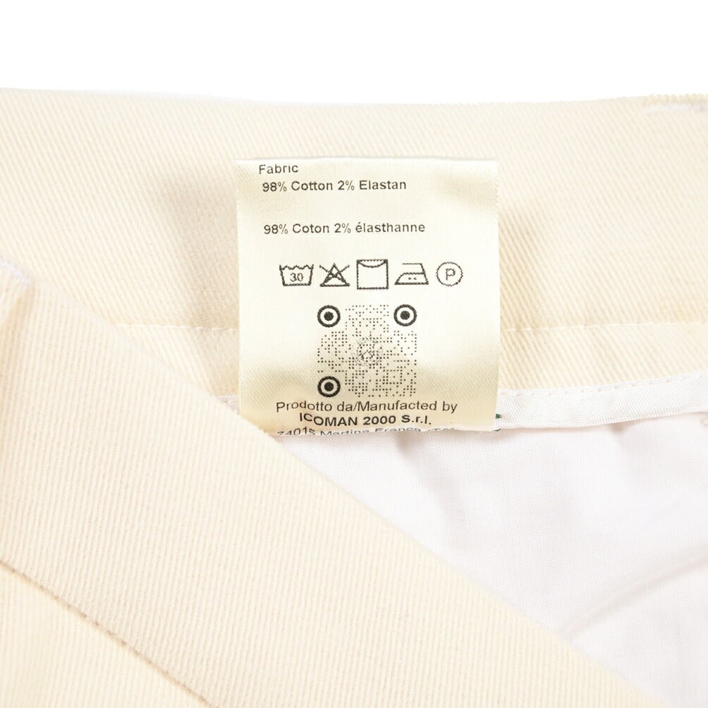 BERWICH “CHIAIA LONG 1P” ストレッチコットン ワンタックチノパンツ ホワイト(white) 46 | GUARDAROBA MILANO OFFICIAL STORE