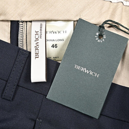 BERWICH “CHIAIA LONG” 高機能ストレッチウール ワンタックスラックス ネイビー(navy) 46 | GUARDAROBA MILANO OFFICIAL STORE
