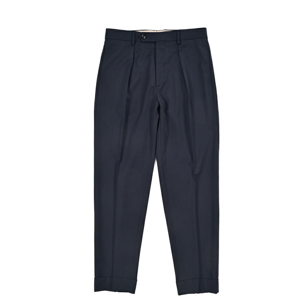 BERWICH “CHIAIA LONG” 高機能ストレッチウール ワンタックスラックス ネイビー(navy) 46 | GUARDAROBA MILANO OFFICIAL STORE