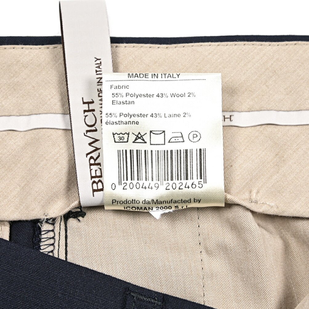 BERWICH “CHIAIA LONG” 高機能ストレッチウール ワンタックスラックス ネイビー(navy) 46 | GUARDAROBA MILANO OFFICIAL STORE