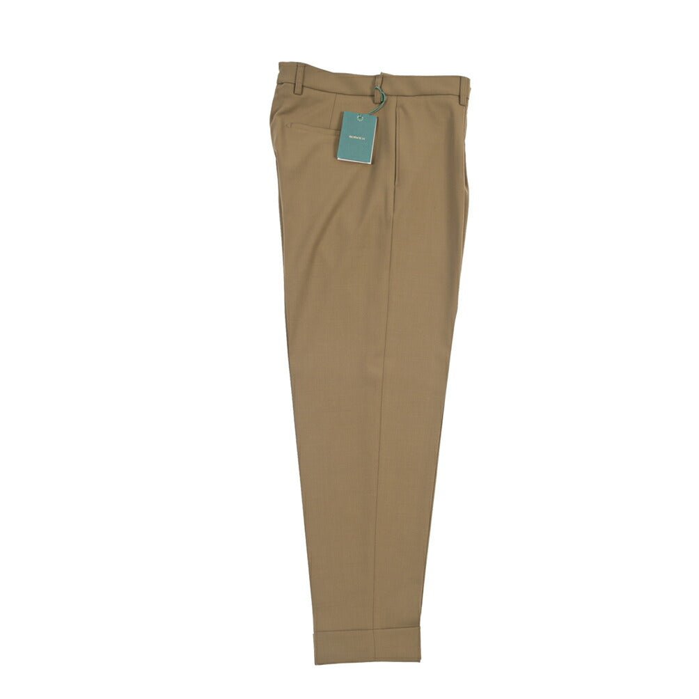 BERWICH “CHIAIA LONG” 高機能ストレッチウール ワンタックスラックス カーキグリーン(olive) 46 | GUARDAROBA MILANO OFFICIAL STORE