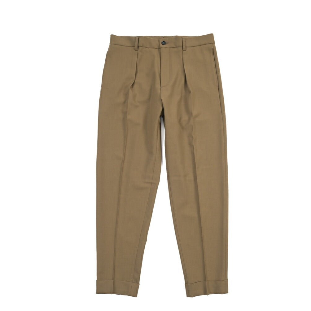 BERWICH “CHIAIA-LONG” ポリエステル混ウール ワンタックスラックス カーキグリーン(olive) 46 | GUARDAROBA MILANO OFFICIAL STORE