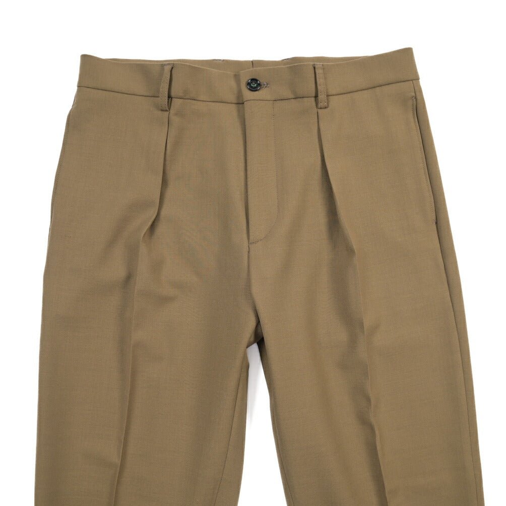 BERWICH “CHIAIA-LONG” ポリエステル混ウール ワンタックスラックス カーキグリーン(olive) 46 | GUARDAROBA MILANO OFFICIAL STORE