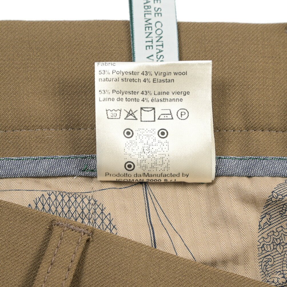 BERWICH “CHIAIA-LONG” ポリエステル混ウール ワンタックスラックス カーキグリーン(olive) 46 | GUARDAROBA MILANO OFFICIAL STORE