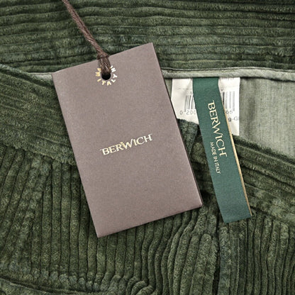 BERWICH “CHIAIA LONG - GD” コットン100% 太畝コーデュロイワンタックパンツ グリーン(ds861) 46 | GUARDAROBA MILANO OFFICIAL STORE