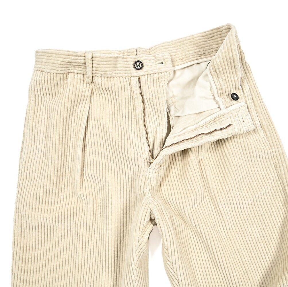 BERWICH “CHIAIA LONG - GD” コットン100% 太畝コーデュロイワンタックパンツ ベージュ(ds0001) 46 | GUARDAROBA MILANO OFFICIAL STORE