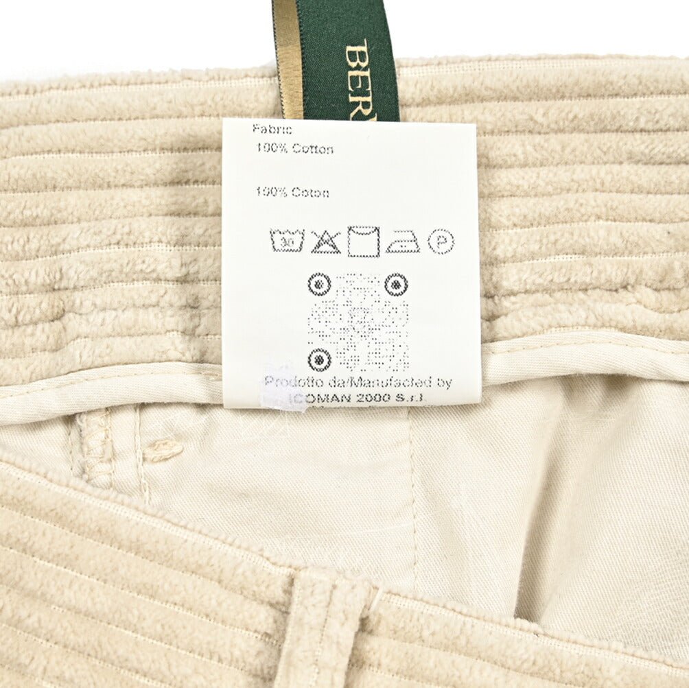 BERWICH “CHIAIA LONG - GD” コットン100% 太畝コーデュロイワンタックパンツ ベージュ(ds0001) 46 | GUARDAROBA MILANO OFFICIAL STORE