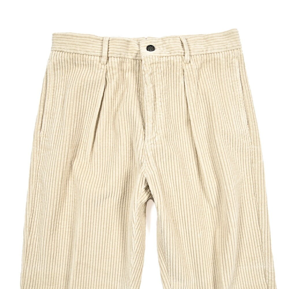 BERWICH “CHIAIA LONG - GD” コットン100% 太畝コーデュロイワンタックパンツ ベージュ(ds0001) 46 | GUARDAROBA MILANO OFFICIAL STORE