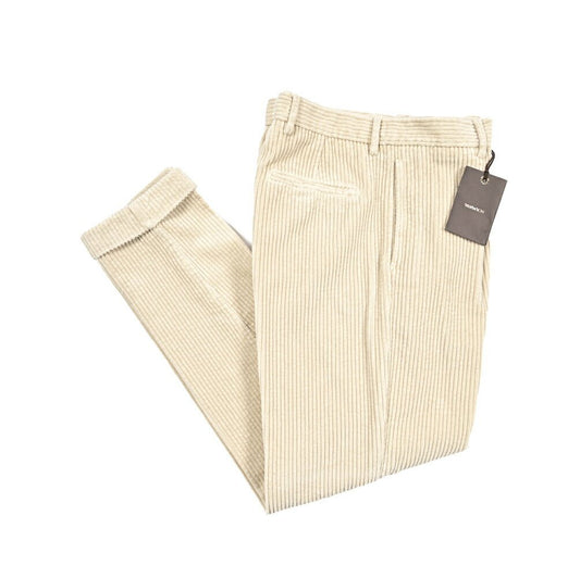 BERWICH “CHIAIA LONG - GD” コットン100% 太畝コーデュロイワンタックパンツ ベージュ(ds0001) 46 | GUARDAROBA MILANO OFFICIAL STORE