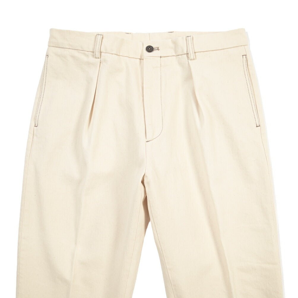 BERWICH “CHIAIA LONG - GD” コットン100%デニム ワンタックパンツ / デニスラ オフホワイト(ecru denim) 44 | GUARDAROBA MILANO OFFICIAL STORE