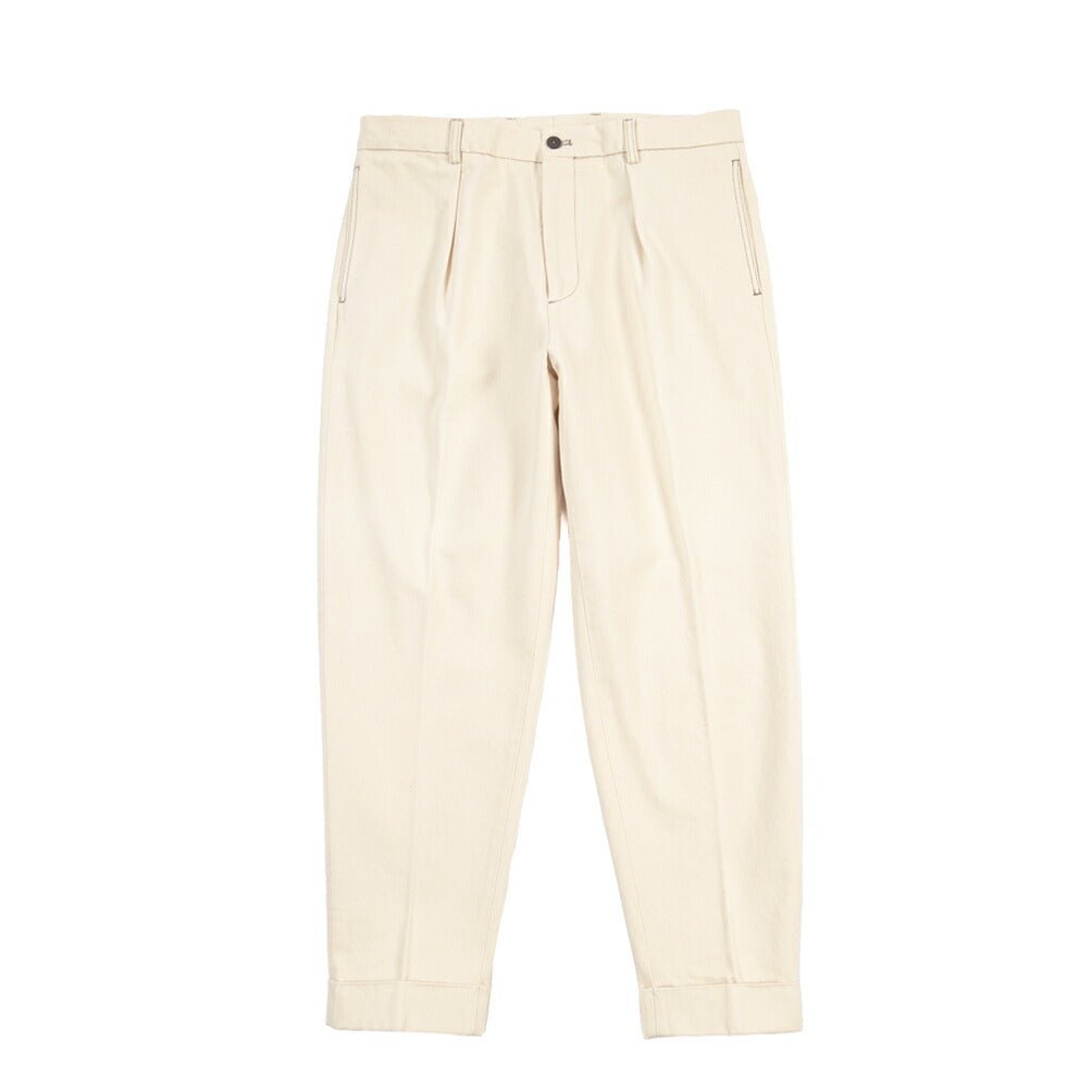 BERWICH “CHIAIA LONG - GD” コットン100%デニム ワンタックパンツ / デニスラ オフホワイト(ecru denim) 44 | GUARDAROBA MILANO OFFICIAL STORE