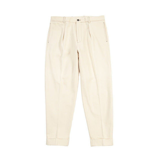BERWICH “CHIAIA LONG - GD” コットン100%デニム ワンタックパンツ / デニスラ オフホワイト(ecru denim) 44 | GUARDAROBA MILANO OFFICIAL STORE