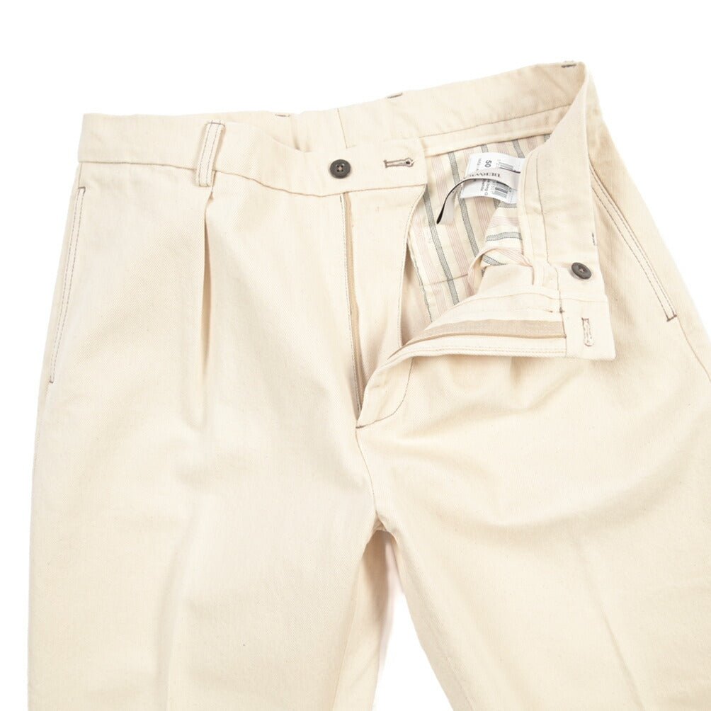 BERWICH “CHIAIA LONG - GD” コットン100%デニム ワンタックパンツ / デニスラ オフホワイト(ecru denim) 44 | GUARDAROBA MILANO OFFICIAL STORE