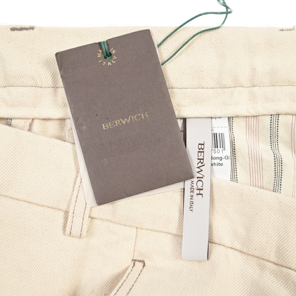 BERWICH “CHIAIA LONG - GD” コットン100%デニム ワンタックパンツ / デニスラ オフホワイト(ecru denim) 44 | GUARDAROBA MILANO OFFICIAL STORE