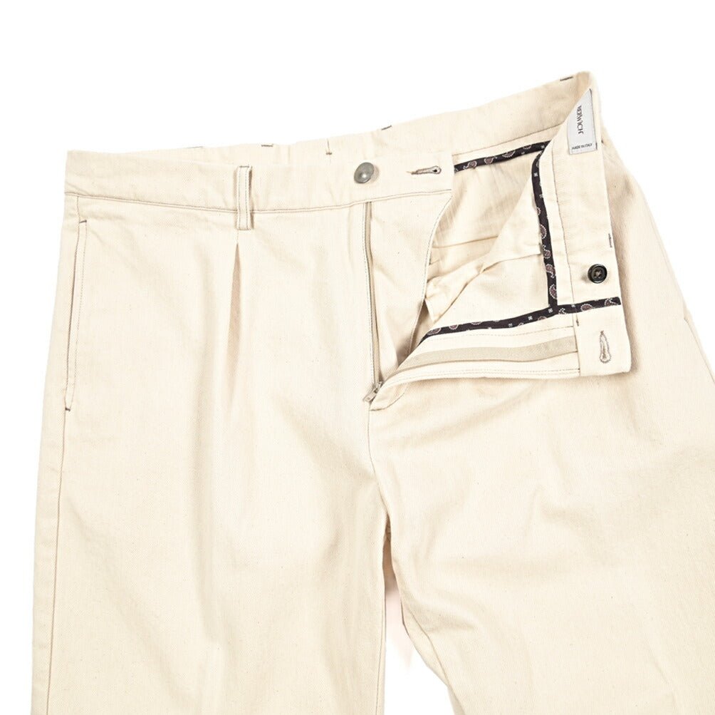 BERWICH “CHIAIA LONG - GD” コットン100%デニム ワンタックパンツ / デニスラ オフホワイト(ecru denim) 54 | GUARDAROBA MILANO OFFICIAL STORE