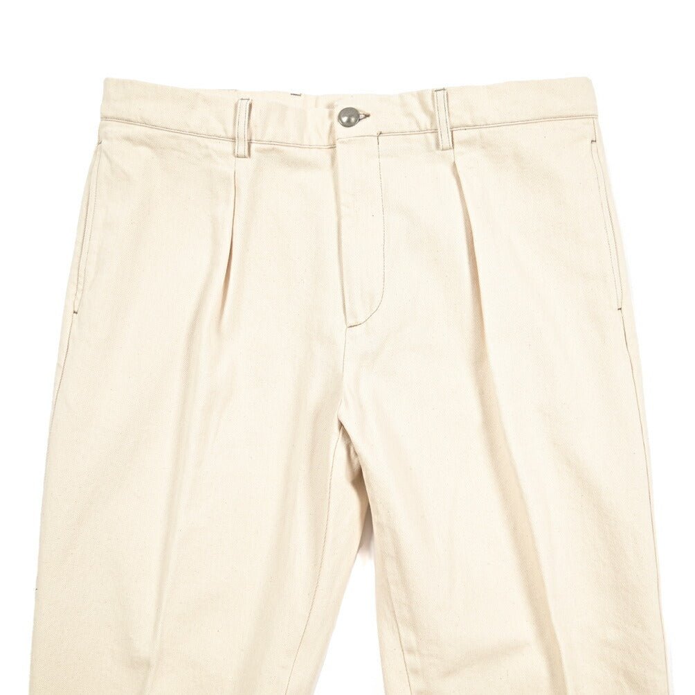 BERWICH “CHIAIA LONG - GD” コットン100%デニム ワンタックパンツ / デニスラ オフホワイト(ecru denim) 54 | GUARDAROBA MILANO OFFICIAL STORE