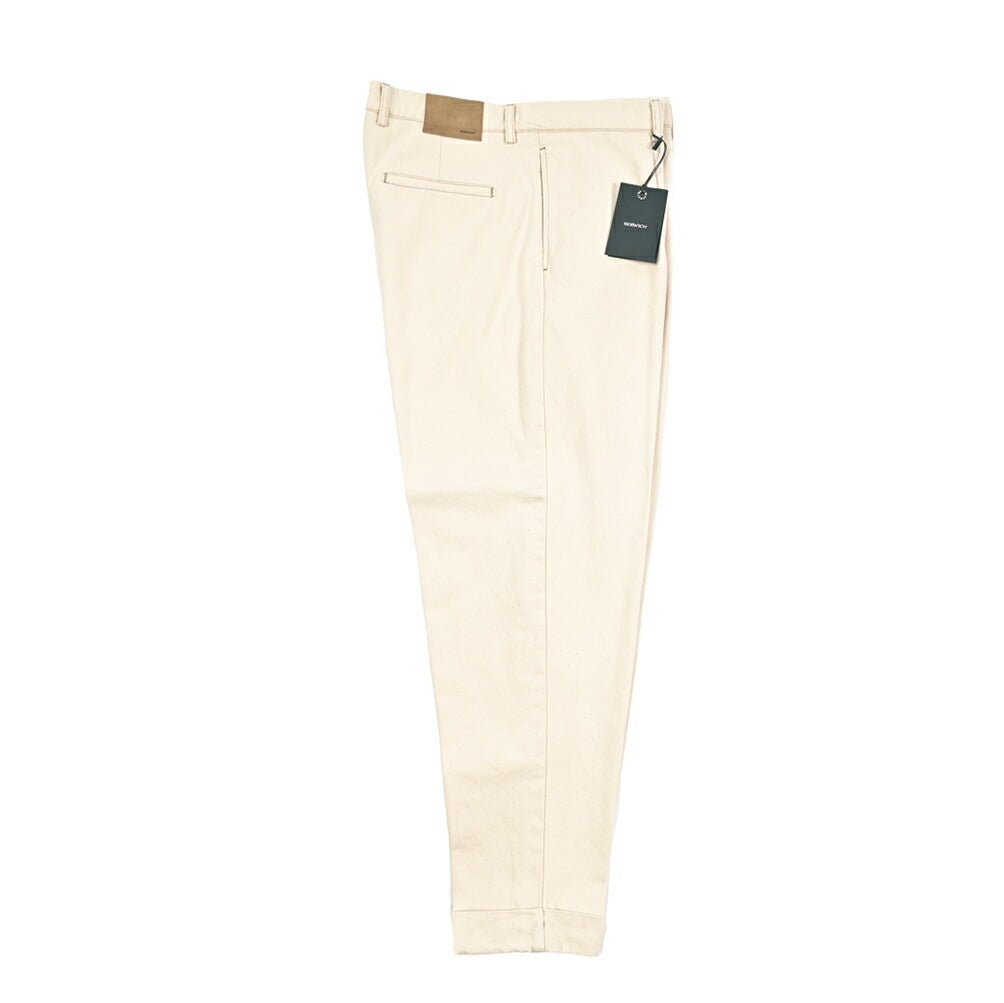 BERWICH “CHIAIA LONG - GD” コットン100%デニム ワンタックパンツ / デニスラ オフホワイト(ecru denim) 54 | GUARDAROBA MILANO OFFICIAL STORE