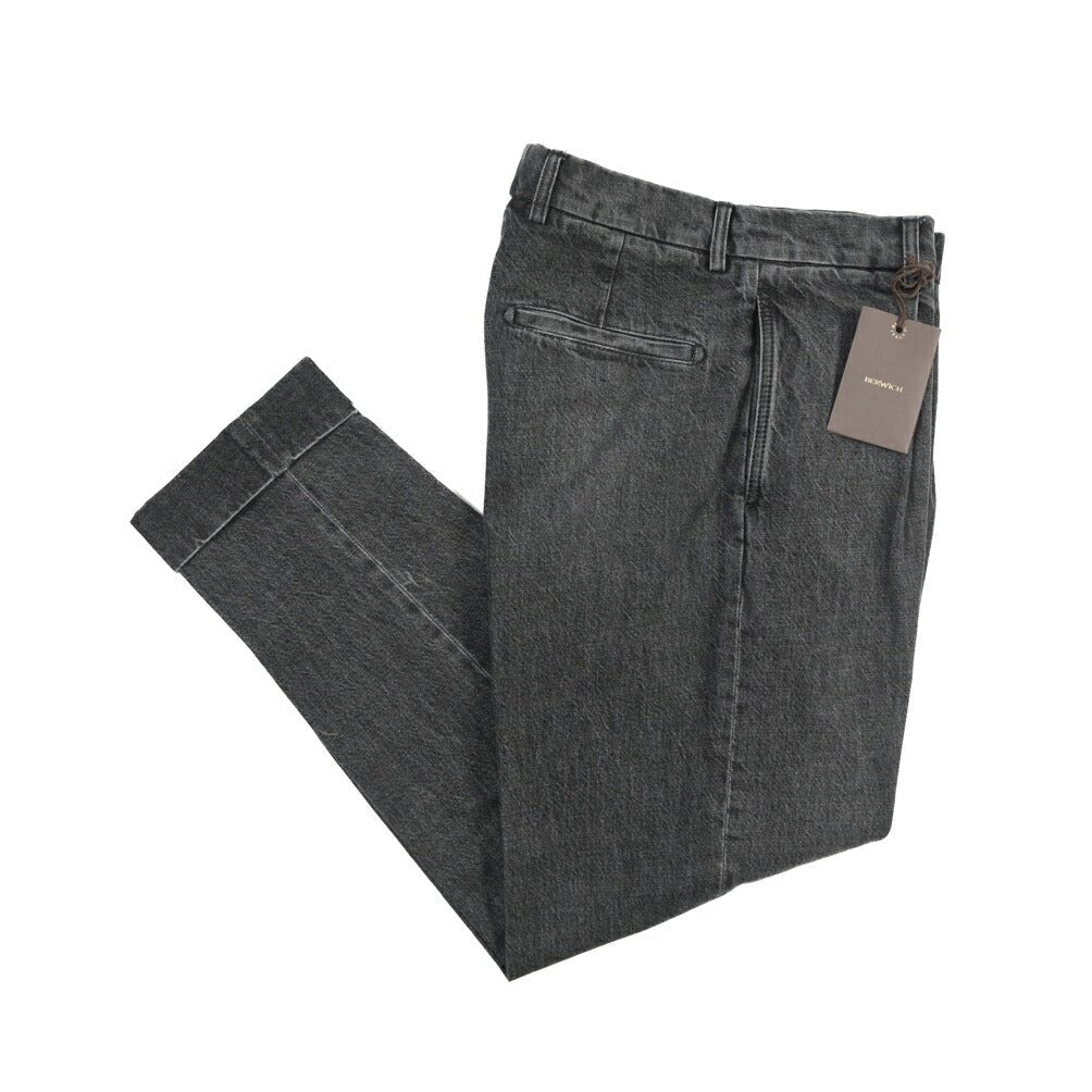 BERWICH “CHIAIA LONG-GD” コットン100%デニム ワンタックスラックス ブラック(black denim) 46 | GUARDAROBA MILANO OFFICIAL STORE