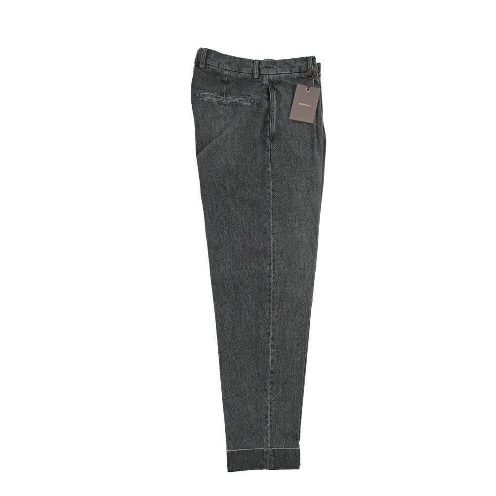 BERWICH “CHIAIA LONG-GD” コットン100%デニム ワンタックスラックス ブラック(black denim) 46 | GUARDAROBA MILANO OFFICIAL STORE