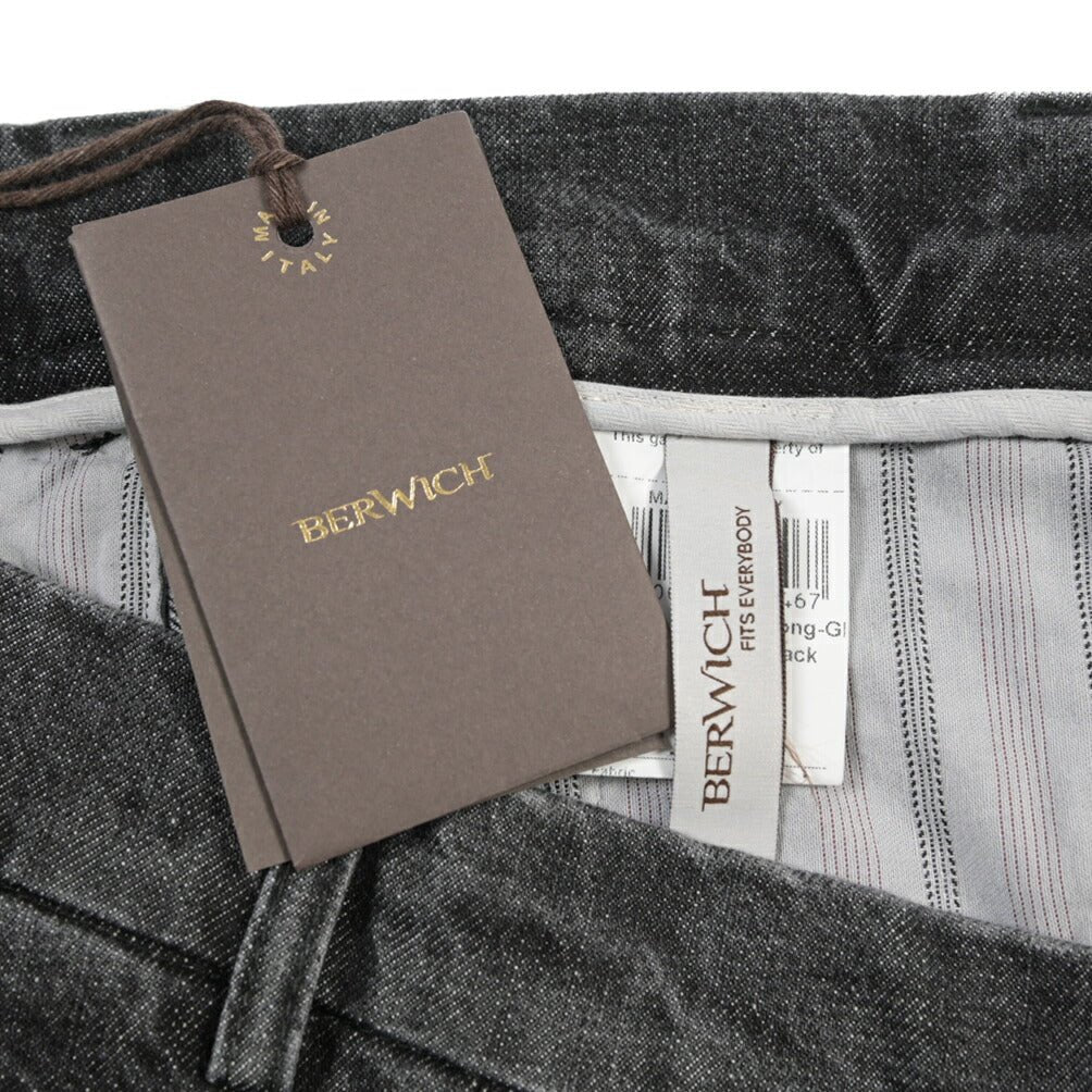 BERWICH “CHIAIA LONG-GD” コットン100%デニム ワンタックスラックス ブラック(black denim) 46 | GUARDAROBA MILANO OFFICIAL STORE