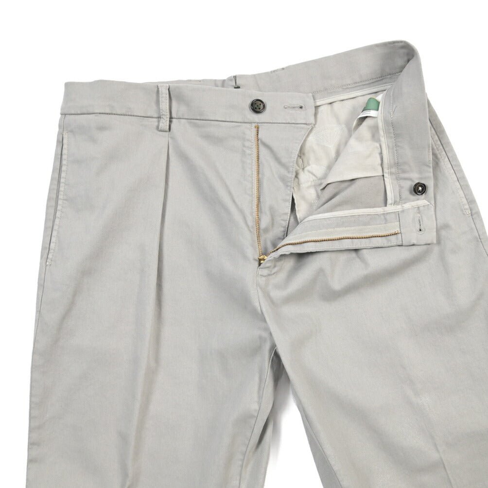 BERWICH “CHIAIA LONG - GD” リヨセル混コットン ワンタックストレッチパンツ グレー(conza701) 48 | GUARDAROBA MILANO OFFICIAL STORE