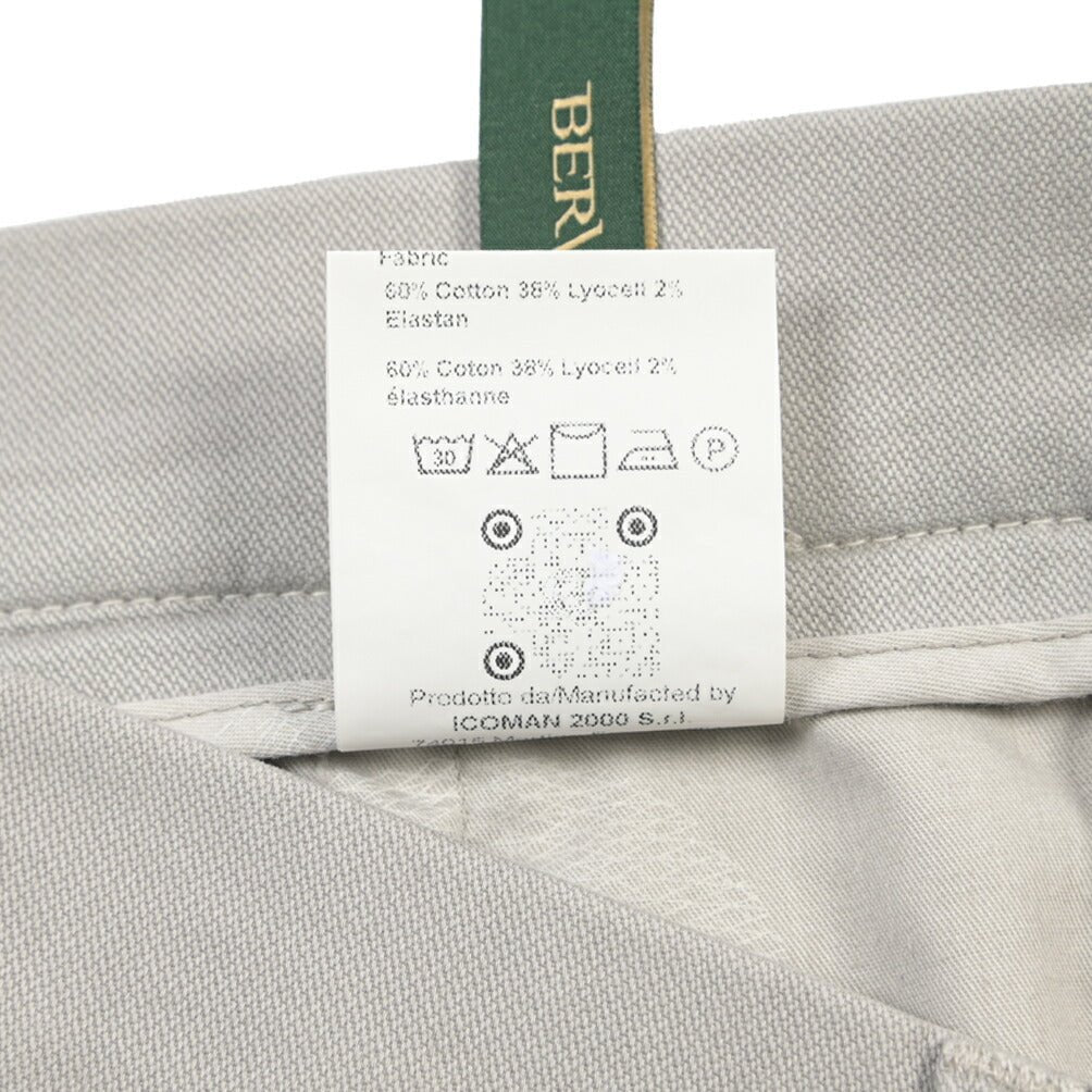 BERWICH “CHIAIA LONG - GD” リヨセル混コットン ワンタックストレッチパンツ グレー(conza701) 48 | GUARDAROBA MILANO OFFICIAL STORE