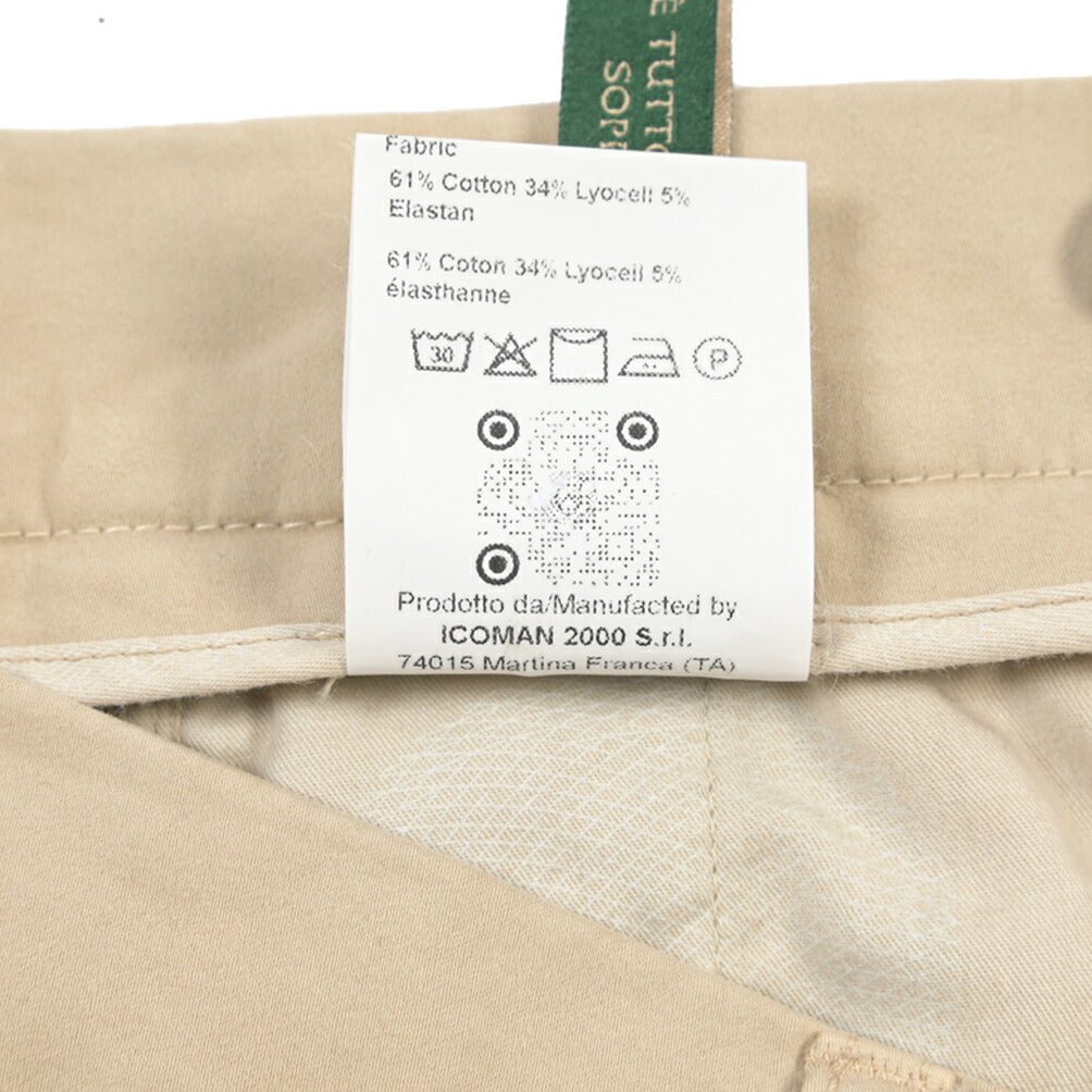 BERWICH “CHIAIA LONG - GD” リヨセル混コットン ワンタックストレッチパンツ ベージュ(beige208) 44 | GUARDAROBA MILANO OFFICIAL STORE