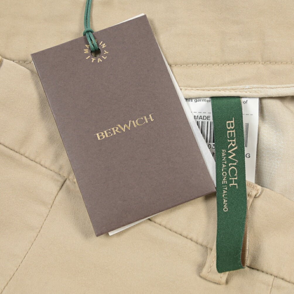 BERWICH “CHIAIA LONG - GD” リヨセル混コットン ワンタックストレッチパンツ ベージュ(beige208) 44 | GUARDAROBA MILANO OFFICIAL STORE