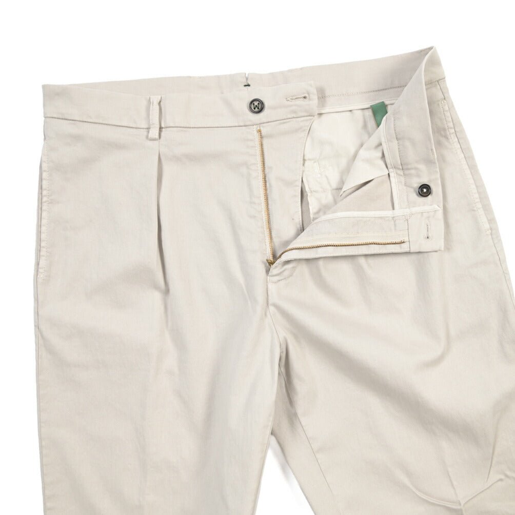 BERWICH “CHIAIA LONG - GD” リヨセル混コットン ワンタックストレッチパンツ ライトグレー(pomice008) 52 | GUARDAROBA MILANO OFFICIAL STORE