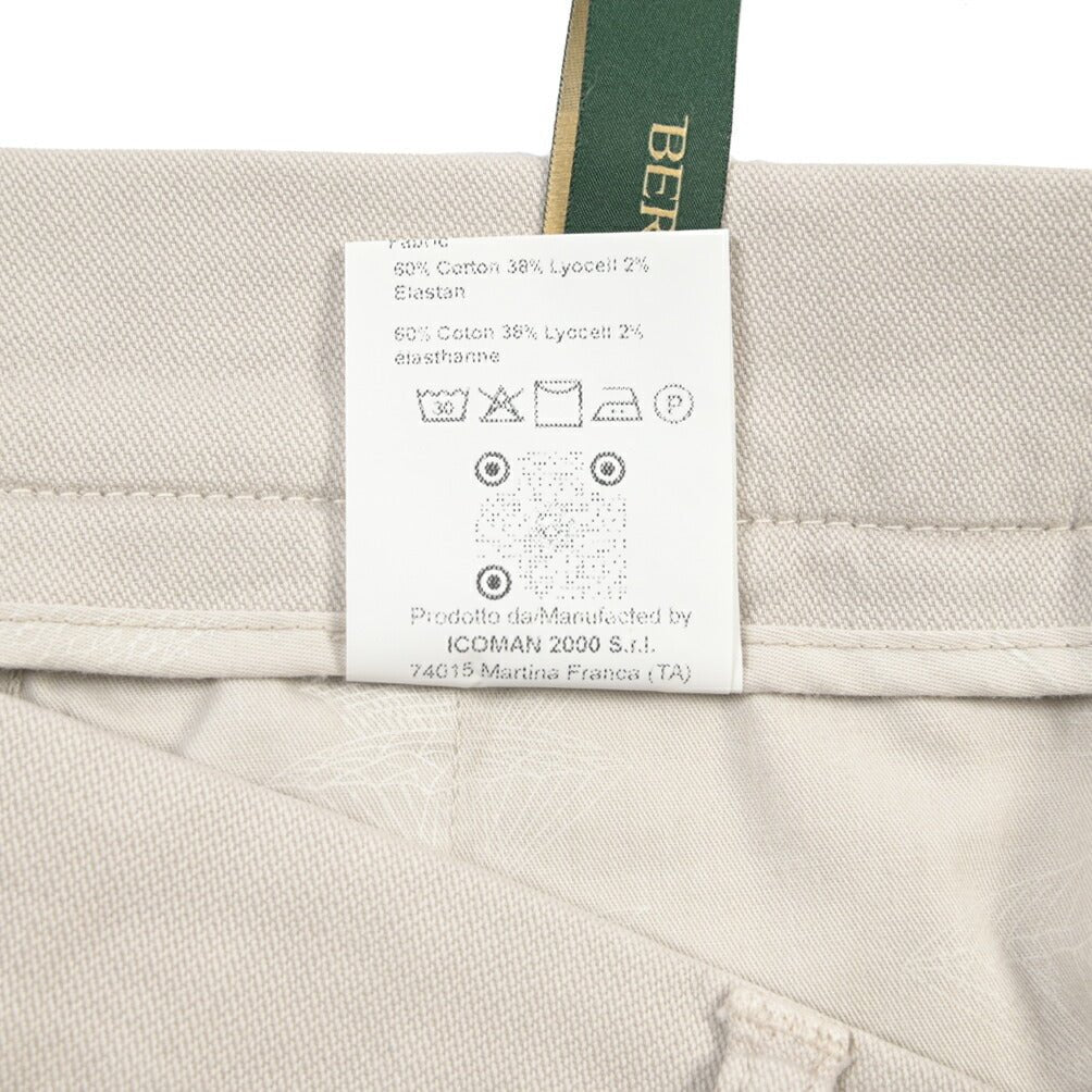 BERWICH “CHIAIA LONG - GD” リヨセル混コットン ワンタックストレッチパンツ ライトグレー(pomice008) 52 | GUARDAROBA MILANO OFFICIAL STORE