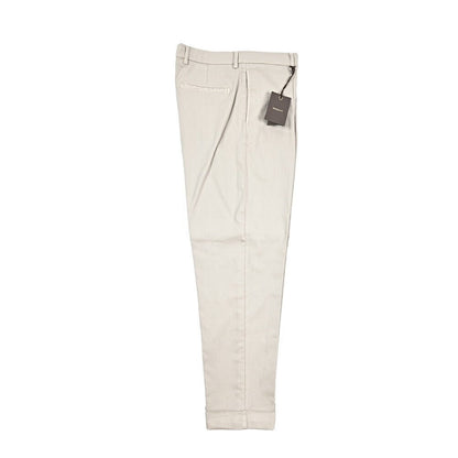 BERWICH “CHIAIA LONG - GD” ストレッチコットンチノ ワンタックパンツ グレージュ(pomice008) 50 | GUARDAROBA MILANO OFFICIAL STORE