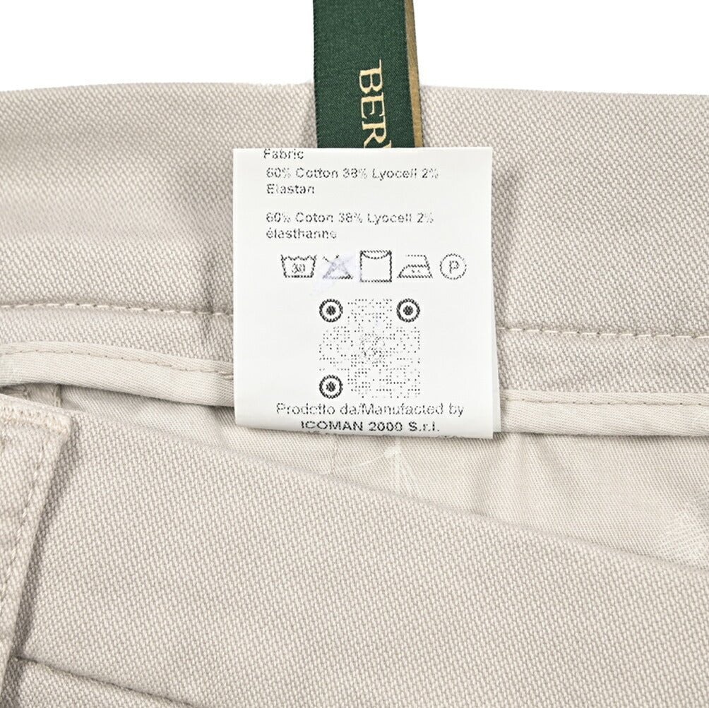 BERWICH “CHIAIA LONG - GD” ストレッチコットンチノ ワンタックパンツ グレージュ(pomice008) 50 | GUARDAROBA MILANO OFFICIAL STORE